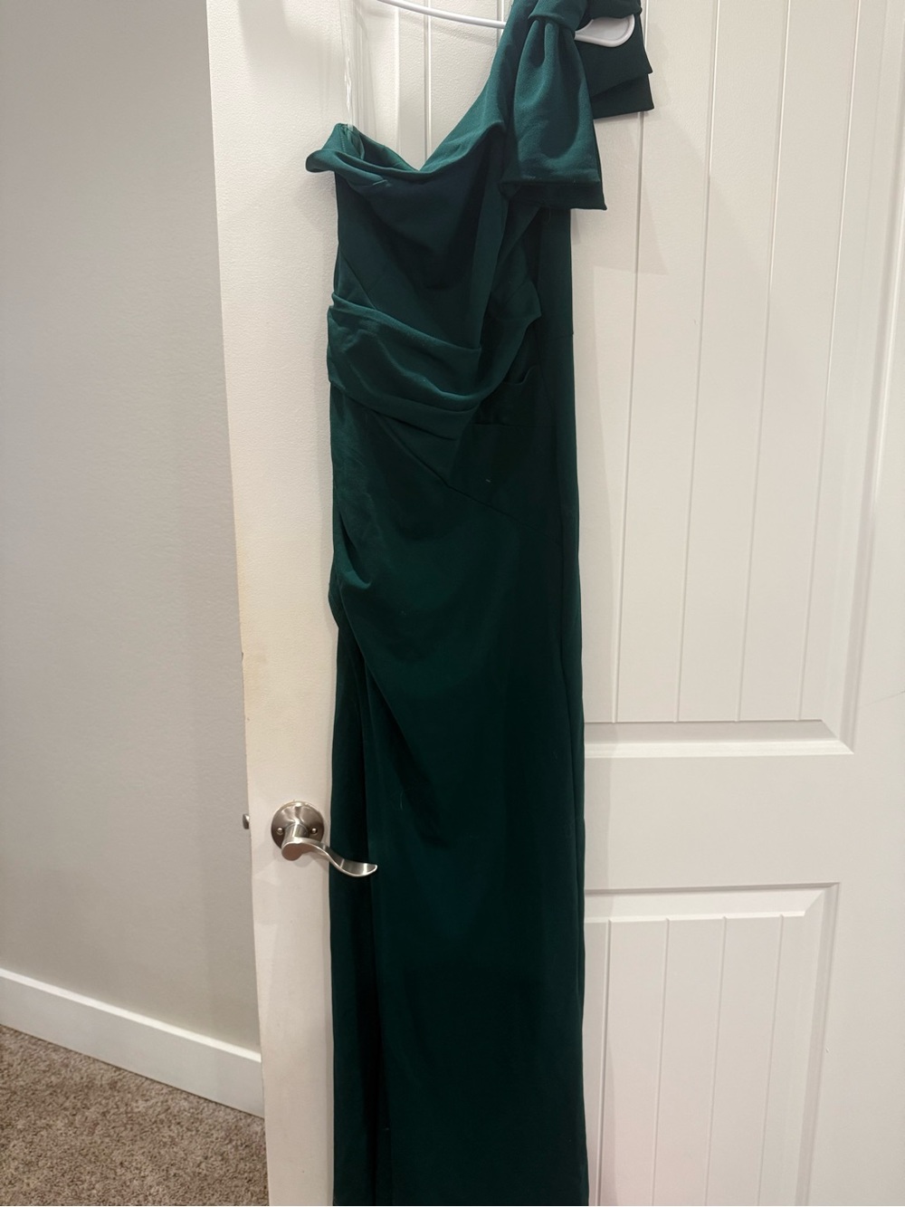 Honey and Rosie Emerald Green One-Shoulder Gown